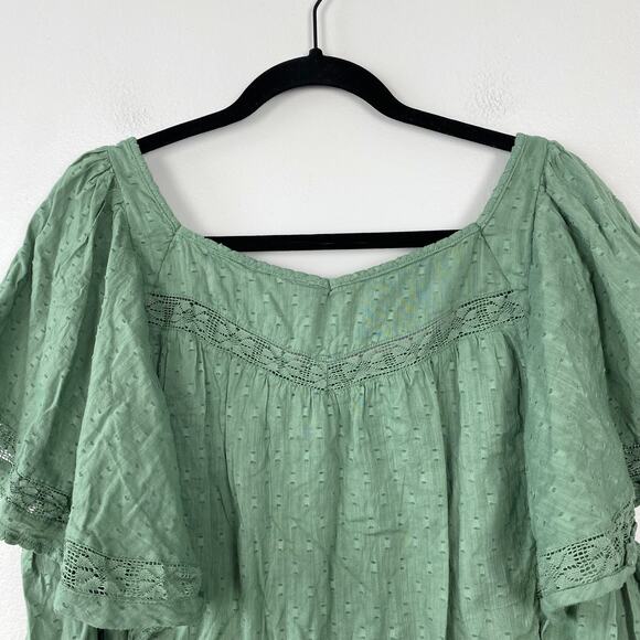 Old Navy Oversized Clip-Dot Crochet-Lace Button-Front Blouse‎ Spa Green Size XXL - Picture 9 of 11